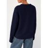 imagePRETTYGARDEN Fall Sweaters for Women 2025 Cozy Casual Crewneck Pullover Button Long Sleeve Knit Tops Winter Fashion ClothingNavy Blue