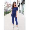 imagePRETTYGARDEN Jumpsuits for Women 2025 Dressy Casual Off Shoulder Romper Outfits Spring Vacation Travel Summer Lounge ClothesBlue