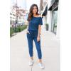 imagePRETTYGARDEN Jumpsuits for Women 2025 Dressy Casual Off Shoulder Romper Outfits Spring Vacation Travel Summer Lounge ClothesDark Blue