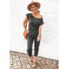 imagePRETTYGARDEN Jumpsuits for Women 2025 Dressy Casual Off Shoulder Romper Outfits Spring Vacation Travel Summer Lounge ClothesDark Grey