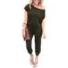 imagePRETTYGARDEN Jumpsuits for Women 2025 Dressy Casual Off Shoulder Romper Outfits Spring Vacation Travel Summer Lounge ClothesGreen