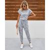 imagePRETTYGARDEN Jumpsuits for Women 2025 Dressy Casual Off Shoulder Romper Outfits Spring Vacation Travel Summer Lounge ClothesGrey Camouflage