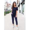 imagePRETTYGARDEN Jumpsuits for Women 2025 Dressy Casual Off Shoulder Romper Outfits Spring Vacation Travel Summer Lounge ClothesNavy
