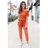 imagePRETTYGARDEN Jumpsuits for Women 2025 Dressy Casual Off Shoulder Romper Outfits Spring Vacation Travel Summer Lounge ClothesOrange Red