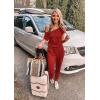 imagePRETTYGARDEN Jumpsuits for Women 2025 Dressy Casual Off Shoulder Romper Outfits Spring Vacation Travel Summer Lounge ClothesRed