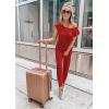 imagePRETTYGARDEN Jumpsuits for Women 2025 Dressy Casual Off Shoulder Romper Outfits Spring Vacation Travel Summer Lounge ClothesRed