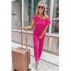 imagePRETTYGARDEN Jumpsuits for Women 2025 Dressy Casual Off Shoulder Romper Outfits Spring Vacation Travel Summer Lounge ClothesRose Red