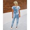 imagePRETTYGARDEN Jumpsuits for Women 2025 Dressy Casual Off Shoulder Romper Outfits Spring Vacation Travel Summer Lounge ClothesTie Dyeblue