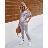 imagePRETTYGARDEN Jumpsuits for Women 2025 Dressy Casual Off Shoulder Romper Outfits Spring Vacation Travel Summer Lounge ClothesTie Dyegrey
