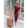imagePRETTYGARDEN Jumpsuits for Women 2025 Dressy Casual Off Shoulder Romper Outfits Spring Vacation Travel Summer Lounge ClothesWine Red