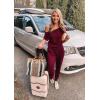 imagePRETTYGARDEN Jumpsuits for Women 2025 Dressy Casual Off Shoulder Romper Outfits Spring Vacation Travel Summer Lounge ClothesWine Red