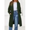 imagePRETTYGARDEN Long Sleeve Open Front Chunky Cardigan Sweaters for Women Cable Knit Long Cardigans Fall Outfits with PocketsArmy Green