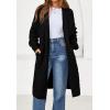 imagePRETTYGARDEN Long Sleeve Open Front Chunky Cardigan Sweaters for Women Cable Knit Long Cardigans Fall Outfits with PocketsBlack