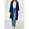 imagePRETTYGARDEN Long Sleeve Open Front Chunky Cardigan Sweaters for Women Cable Knit Long Cardigans Fall Outfits with PocketsBlue