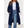 imagePRETTYGARDEN Long Sleeve Open Front Chunky Cardigan Sweaters for Women Cable Knit Long Cardigans Fall Outfits with PocketsBlue