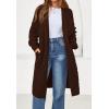 imagePRETTYGARDEN Long Sleeve Open Front Chunky Cardigan Sweaters for Women Cable Knit Long Cardigans Fall Outfits with PocketsBrown