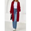 imagePRETTYGARDEN Long Sleeve Open Front Chunky Cardigan Sweaters for Women Cable Knit Long Cardigans Fall Outfits with PocketsRed