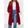 imagePRETTYGARDEN Long Sleeve Open Front Chunky Cardigan Sweaters for Women Cable Knit Long Cardigans Fall Outfits with PocketsRed
