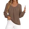 imagePRETTYGARDEN Long Sleeve Shirts for Women Trendy Lace Tops Dressy Casual Blouses 2025 Fall Outfits Fashion Clothing