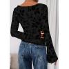imagePRETTYGARDEN Women Long Sleeve Floral Mesh Tops Blouse 2025 Fall Trendy Boat Neck Ruched Fitted Shirt Going Out Date OutfitsBlack