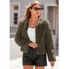 imagePRETTYGARDEN Womens 2025 Winter Coats Fleece Cropped Jacket Faux Fur Long Sleeve Pockets Shaggy Warm Outerwear Fall ClothesArmy Green