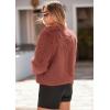 imagePRETTYGARDEN Womens 2025 Winter Coats Fleece Cropped Jacket Faux Fur Long Sleeve Pockets Shaggy Warm Outerwear Fall ClothesRust Red