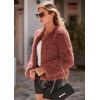 imagePRETTYGARDEN Womens 2025 Winter Coats Fleece Cropped Jacket Faux Fur Long Sleeve Pockets Shaggy Warm Outerwear Fall ClothesRust Red
