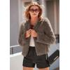 imagePRETTYGARDEN Womens 2025 Winter Coats Fleece Cropped Jacket Faux Fur Long Sleeve Pockets Shaggy Warm Outerwear Fall ClothesTaupe