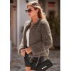 imagePRETTYGARDEN Womens 2025 Winter Coats Fleece Cropped Jacket Faux Fur Long Sleeve Pockets Shaggy Warm Outerwear Fall ClothesTaupe
