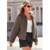 imagePRETTYGARDEN Womens 2025 Winter Coats Fleece Cropped Jacket Faux Fur Long Sleeve Pockets Shaggy Warm Outerwear Fall ClothesTaupe