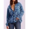 imagePRETTYGARDEN Womens Cardigan Sweaters 2025 Fall Striped Long Sleeve V Neck Button Down Knit Fuzzy Outerwear Trendy ClothesBlue