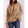 imagePRETTYGARDEN Womens Cardigan Sweaters 2025 Fall Striped Long Sleeve V Neck Button Down Knit Fuzzy Outerwear Trendy ClothesKhaki