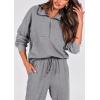 imagePRETTYGARDEN Womens Fall 2 Piece Lounge Sets Zip Up Sweatshirt Jogger Pants Sweat Track Suits Travel Outfit Winter ClothingGrey