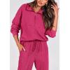 imagePRETTYGARDEN Womens Fall 2 Piece Lounge Sets Zip Up Sweatshirt Jogger Pants Sweat Track Suits Travel Outfit Winter ClothingRose Red