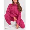 imagePRETTYGARDEN Womens Fall 2 Piece Lounge Sets Zip Up Sweatshirt Jogger Pants Sweat Track Suits Travel Outfit Winter ClothingRose Red