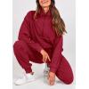 imagePRETTYGARDEN Womens Fall 2 Piece Lounge Sets Zip Up Sweatshirt Jogger Pants Sweat Track Suits Travel Outfit Winter ClothingWine Red