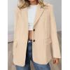 imagePRETTYGARDEN Womens Faux Suede Blazers 2025 Fall Long Sleeve Lapel Business Casual Work Office Clothes Dressy Suit JacketsBeige