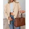 imagePRETTYGARDEN Womens Faux Suede Blazers 2025 Fall Long Sleeve Lapel Business Casual Work Office Clothes Dressy Suit JacketsBeige