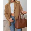 imagePRETTYGARDEN Womens Faux Suede Blazers 2025 Fall Long Sleeve Lapel Business Casual Work Office Clothes Dressy Suit JacketsKhaki