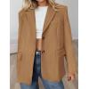 imagePRETTYGARDEN Womens Faux Suede Blazers 2025 Fall Long Sleeve Lapel Business Casual Work Office Clothes Dressy Suit JacketsKhaki