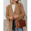 imagePRETTYGARDEN Womens Faux Suede Blazers 2025 Fall Long Sleeve Lapel Business Casual Work Office Clothes Dressy Suit JacketsKhaki