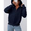 imagePRETTYGARDEN Womens Half Zip Up Hoodies 2025 Fall Long Sleeve Cropped Pullover Oversized Sweatshirt Fashion Y2K ClothesNavy