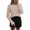 imagePRETTYGARDEN Fall Sweaters for Women 2025 Cozy Casual Crewneck Pullover Button Long Sleeve Knit Tops Winter Fashion ClothingBeige