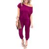 imagePRETTYGARDEN Jumpsuits for Women 2025 Dressy Casual Off Shoulder Romper Outfits Spring Vacation Travel Summer Lounge ClothesPurple