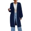 imagePRETTYGARDEN Long Sleeve Open Front Chunky Cardigan Sweaters for Women Cable Knit Long Cardigans Fall Outfits with PocketsBlue