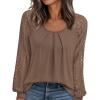 imagePRETTYGARDEN Long Sleeve Shirts for Women Trendy Lace Tops Dressy Casual Blouses 2025 Fall Outfits Fashion Clothing