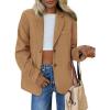 imagePRETTYGARDEN Womens Faux Suede Blazers 2025 Fall Long Sleeve Lapel Business Casual Work Office Clothes Dressy Suit JacketsKhaki