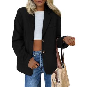 imagePRETTYGARDEN Womens Faux Suede Blazers 2025 Fall Long Sleeve Lapel Business Casual Work Office Clothes Dressy Suit JacketsBlack