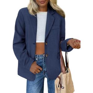 imagePRETTYGARDEN Womens Faux Suede Blazers 2025 Fall Long Sleeve Lapel Business Casual Work Office Clothes Dressy Suit JacketsNavy Blue