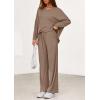 imagePRETTYGARDEN 2 Piece Lounge Sets for Women Fall Outfits 2025 Casual Loose Long Sleeve Tops Wide Leg Pants Matching Pajama SetKhaki